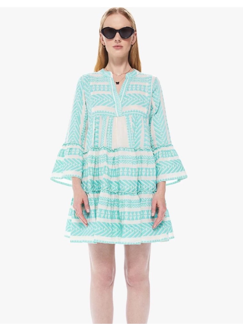 Anthropologie Devotion Twins Ella Short Dress Baby Blue/Off White Size Medium